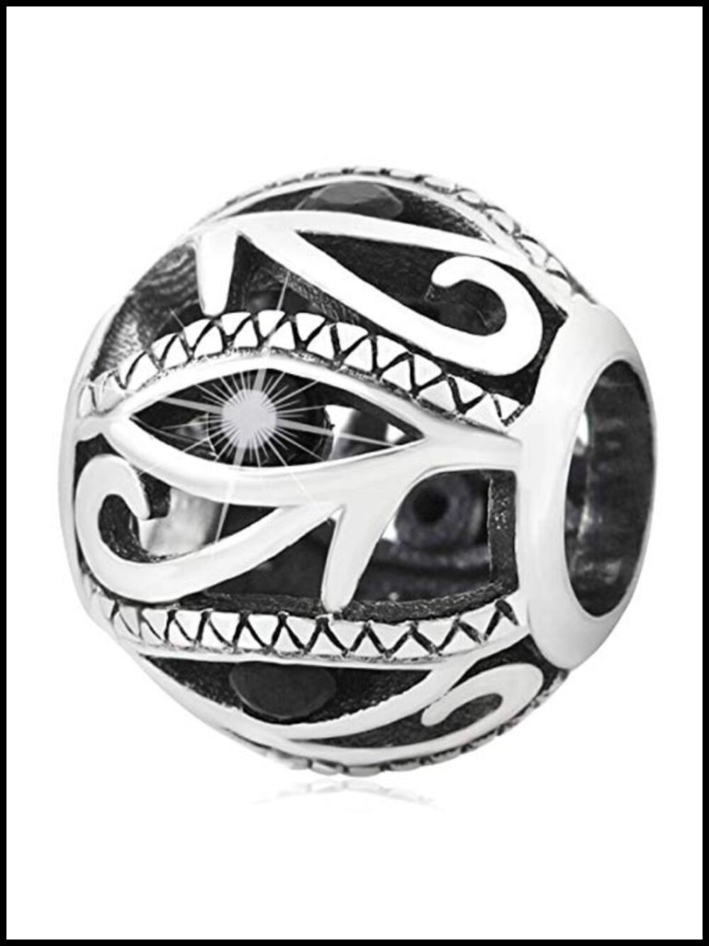 Sterling Silver Evil Eye Charm Bead for European Bracelets CZ Amulet